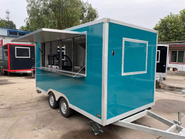 4m（13ft） Squqre blue food trailer - Image 3