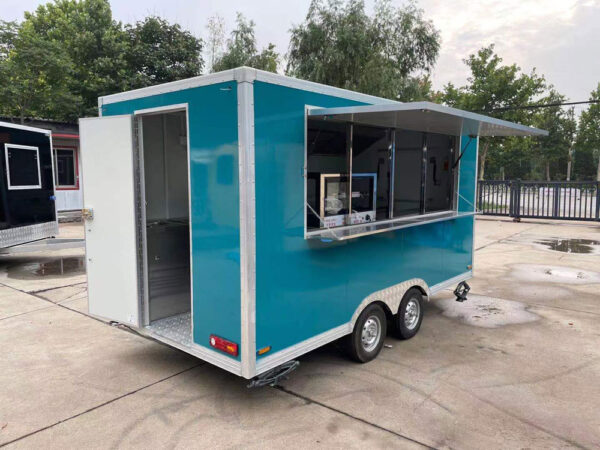 4m（13ft） Squqre blue food trailer - Image 2