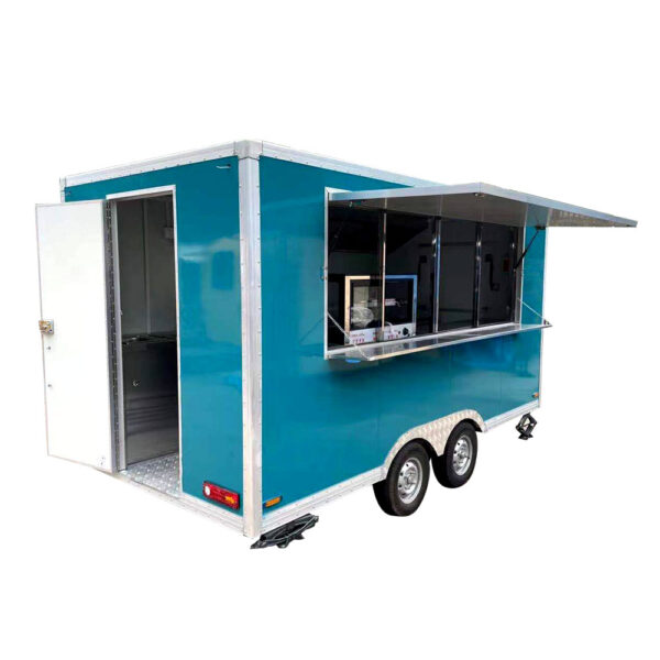 4m（13ft） Squqre blue food trailer - Image 9